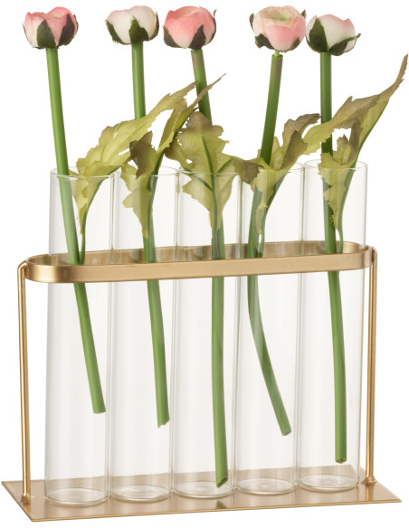 Soliflore 5 Tubes à essai en verre et métal doré - 2