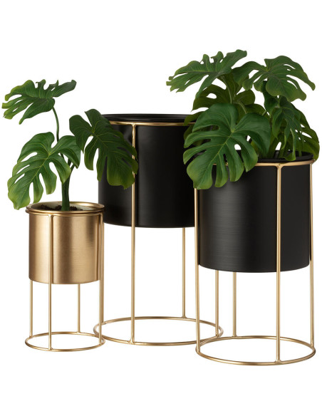 Cache-pot sur pied en Métal Noir Alana Diamètre 18 cm - 6