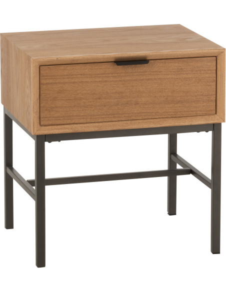 Table de chevet Spirit 1 tiroir en Bois de frêne Naturel Métal Noir - 1