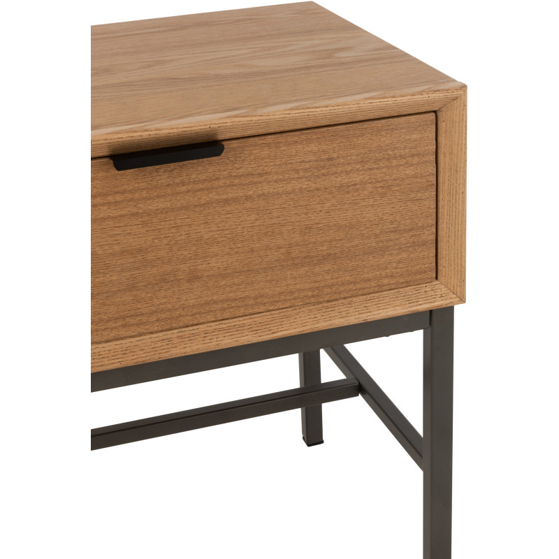 Table de chevet Spirit 1 tiroir en Bois de frêne Naturel Métal Noir - 7