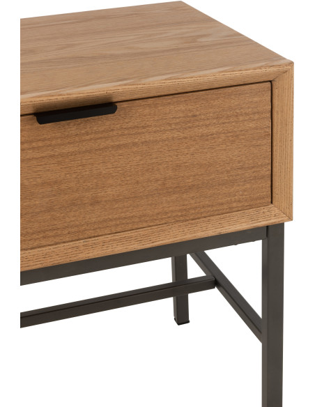 Table de chevet Spirit 1 tiroir en Bois de frêne Naturel Métal Noir - 7