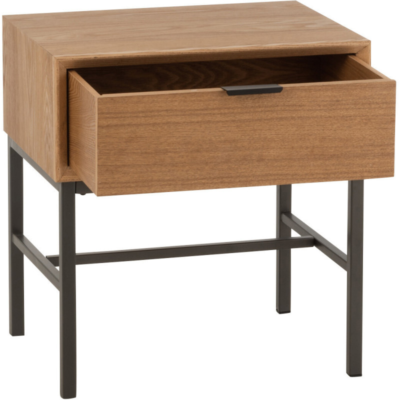 Table de chevet Spirit 1 tiroir en Bois de frêne Naturel Métal Noir - 8