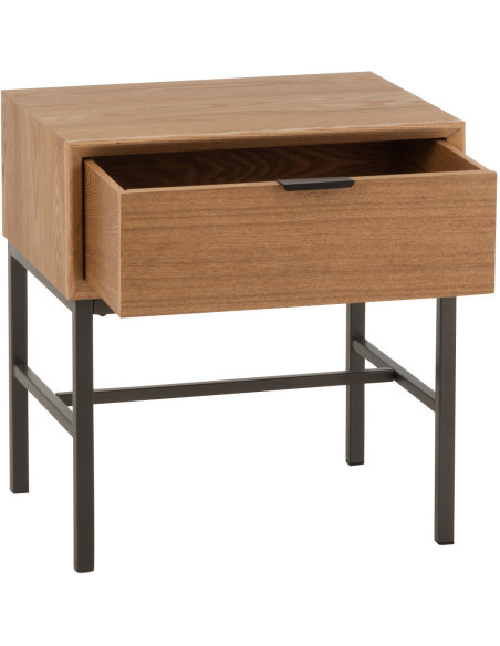 Table de chevet Spirit 1 tiroir en Bois de frêne Naturel Métal Noir - 8