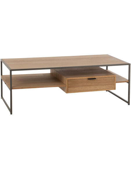 Table basse moderne en bois et métal 120 cm - 1