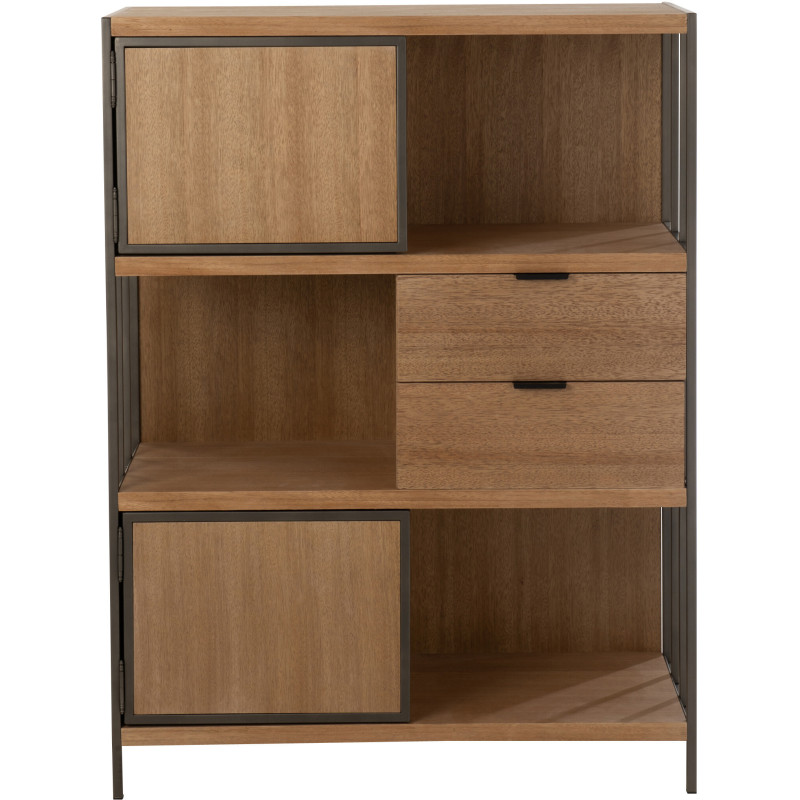 Buffet haut 2 portes 2 tiroirs Spirit en Bois Naturel Métal Noir - 3