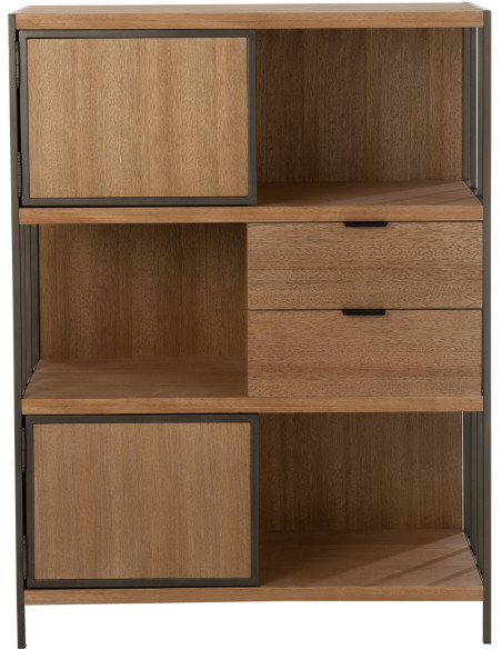Buffet haut 2 portes 2 tiroirs Spirit en Bois Naturel Métal Noir - 3