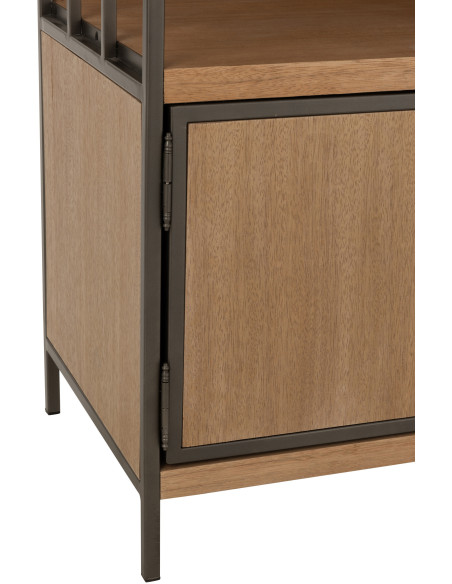 Buffet haut 2 portes 2 tiroirs Spirit en Bois Naturel Métal Noir - 6