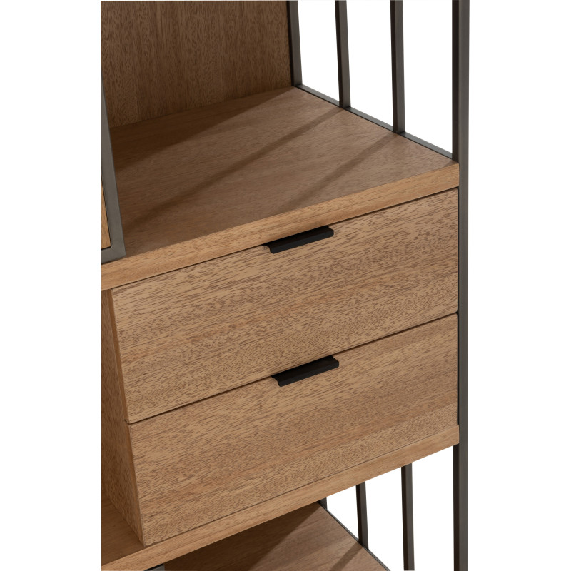 Buffet haut 2 portes 2 tiroirs Spirit en Bois Naturel Métal Noir - 9