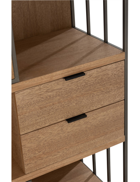 Buffet haut 2 portes 2 tiroirs Spirit en Bois Naturel Métal Noir - 9