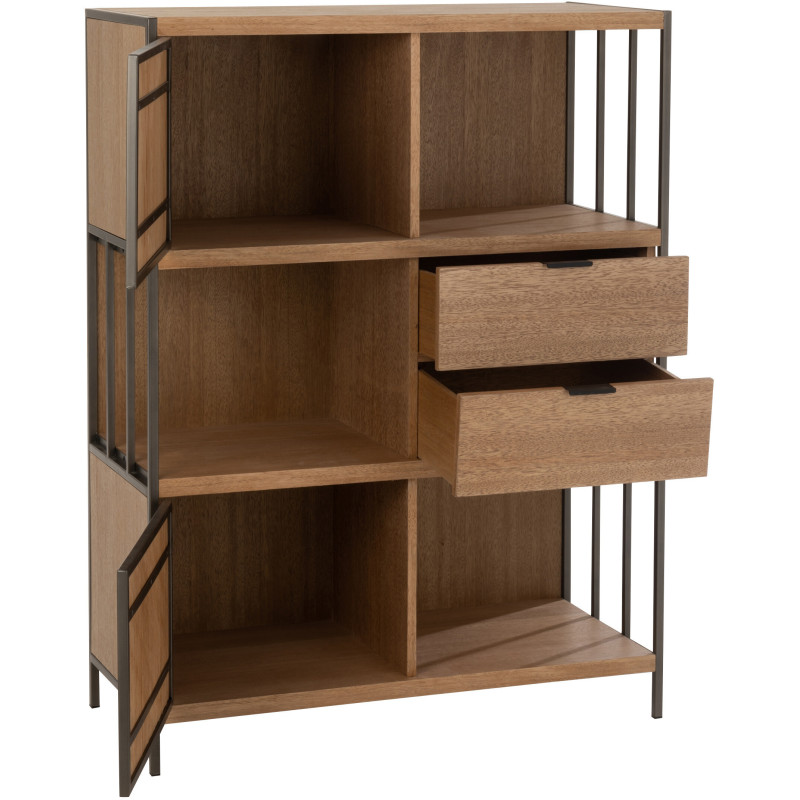 Buffet haut 2 portes 2 tiroirs Spirit en Bois Naturel Métal Noir - 12