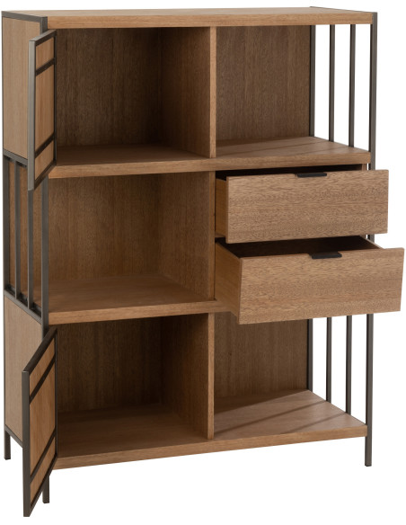 Buffet haut 2 portes 2 tiroirs Spirit en Bois Naturel Métal Noir - 12