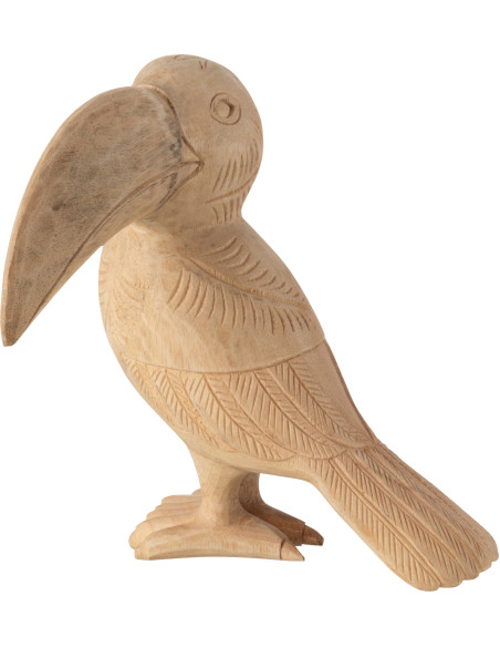 Statue déco Toucan en bois naturel 33 cm - 1
