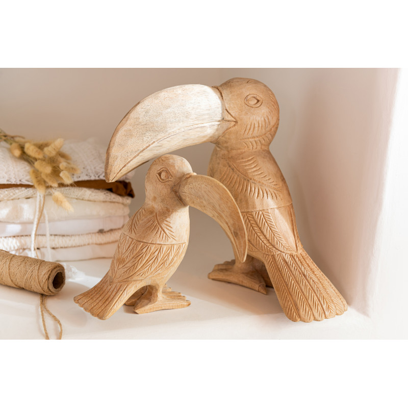 Statue déco Toucan en bois naturel 33 cm - 2