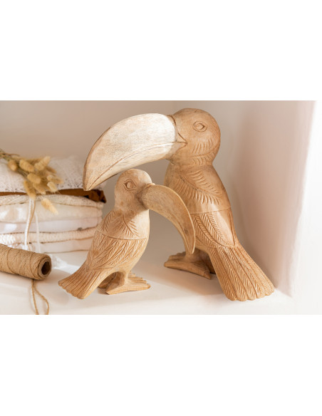 Statue déco Toucan en bois naturel 33 cm - 2