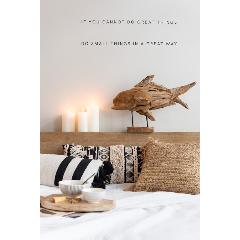 Coussin Carré Imani 45x45 en Raphia Naturel Motif tressé Avec franges - 4