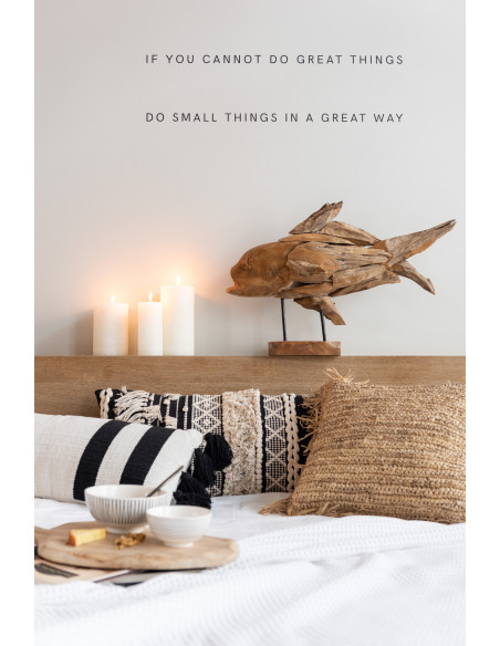 Coussin Carré Imani 45x45 en Raphia Naturel Motif tressé Avec franges - 4