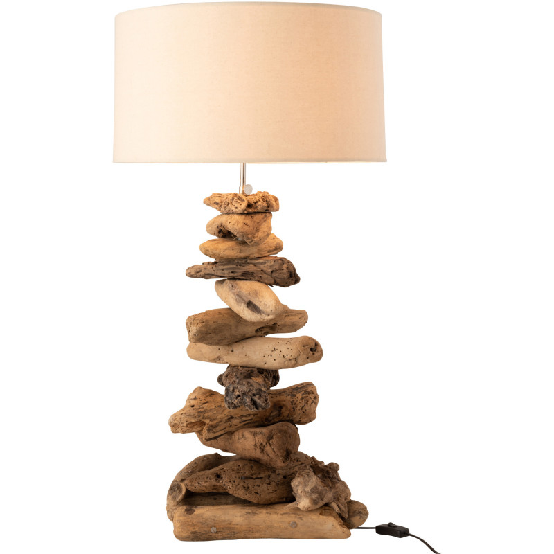 Lampe à poser Ygma en Bois flotté Naturel Coton Beige - 2