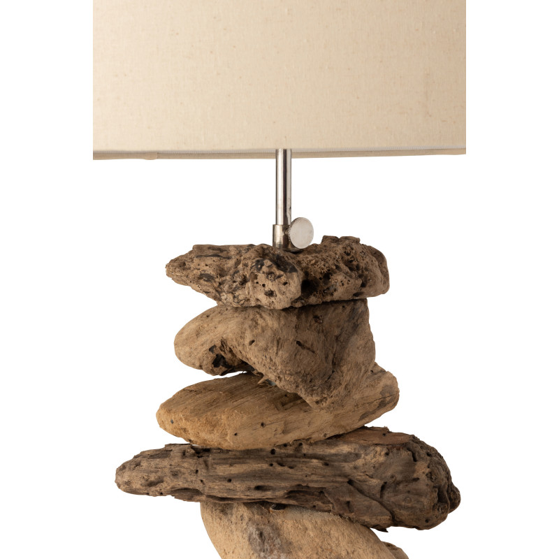 Lampe à poser Ygma en Bois flotté Naturel Coton Beige - 4