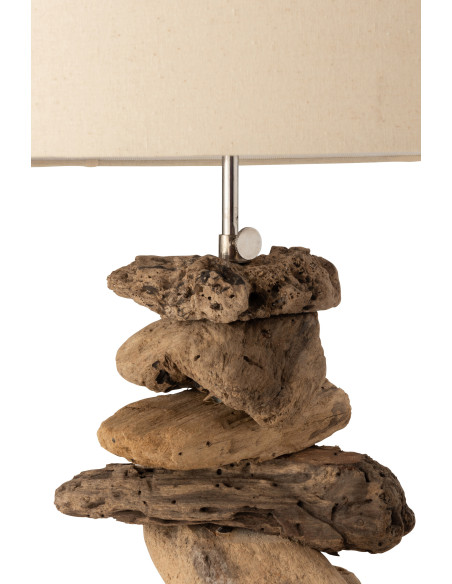 Lampe à poser Ygma en Bois flotté Naturel Coton Beige - 4