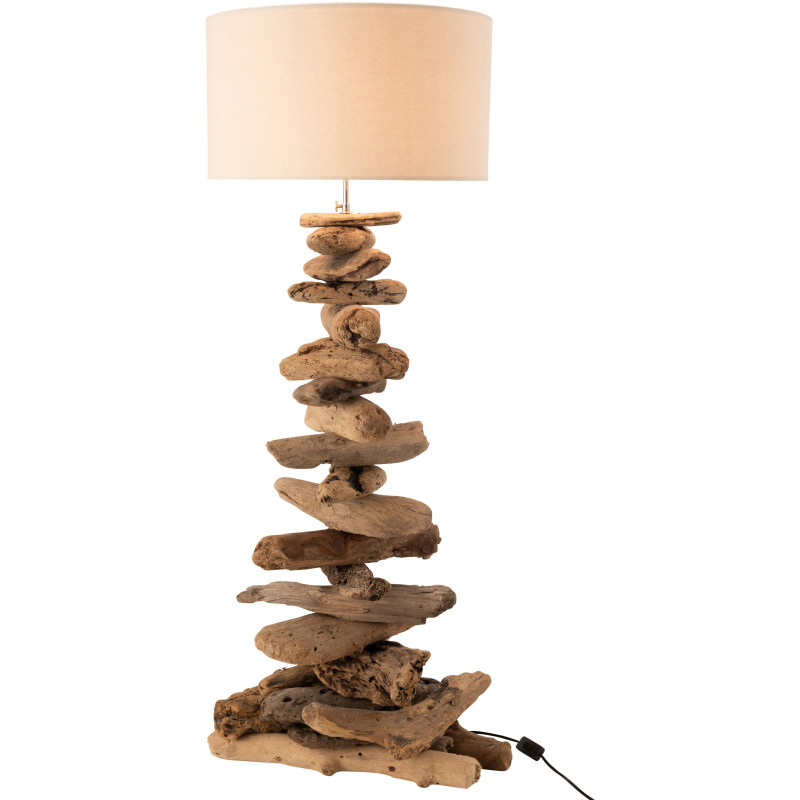 Lampe à poser au sol Ygma en Bois flotté Naturel Coton Beige - 2