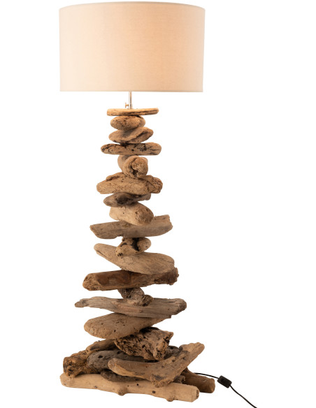 Lampe à poser au sol Ygma en Bois flotté Naturel Coton Beige - 2