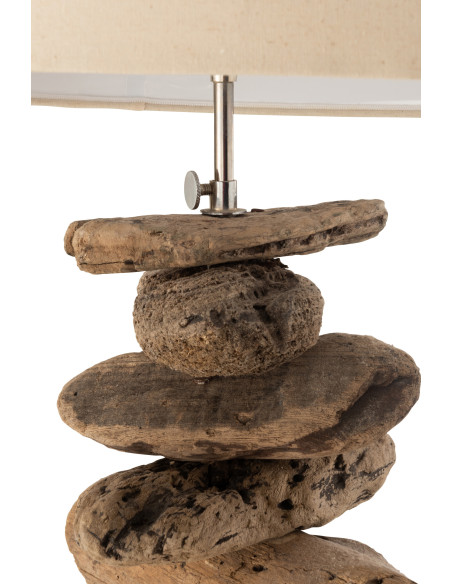 Lampe à poser au sol Ygma en Bois flotté Naturel Coton Beige - 4