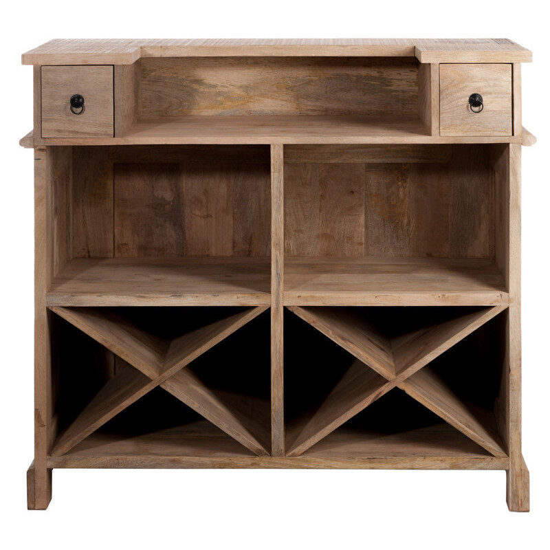 Meuble bar style vintage en bois naturel 120 cm - 3