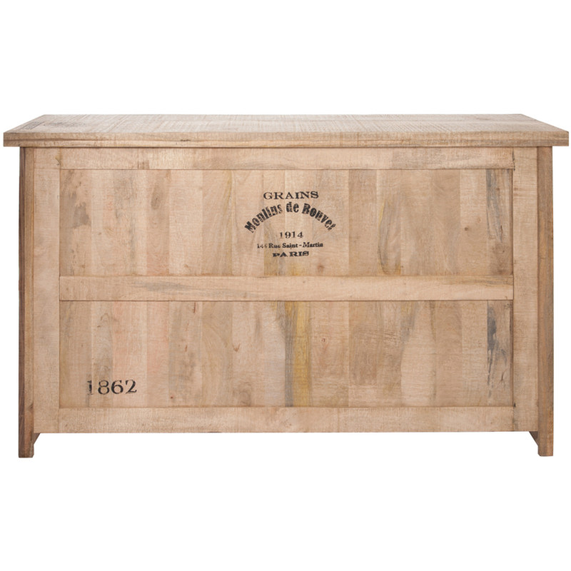 Comptoir de bar 3 tiroirs 3 étagères Emrys en Bois de manguier Naturel - 1