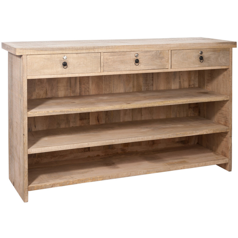 Comptoir de bar 3 tiroirs 3 étagères Emrys en Bois de manguier Naturel - 2