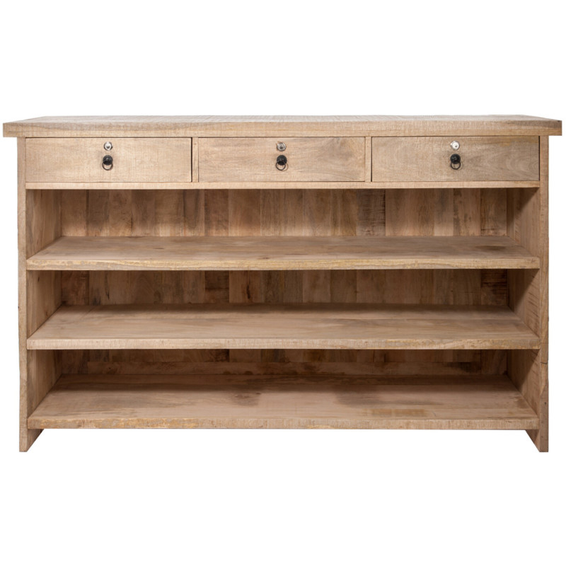 Comptoir de bar 3 tiroirs 3 étagères Emrys en Bois de manguier Naturel - 3