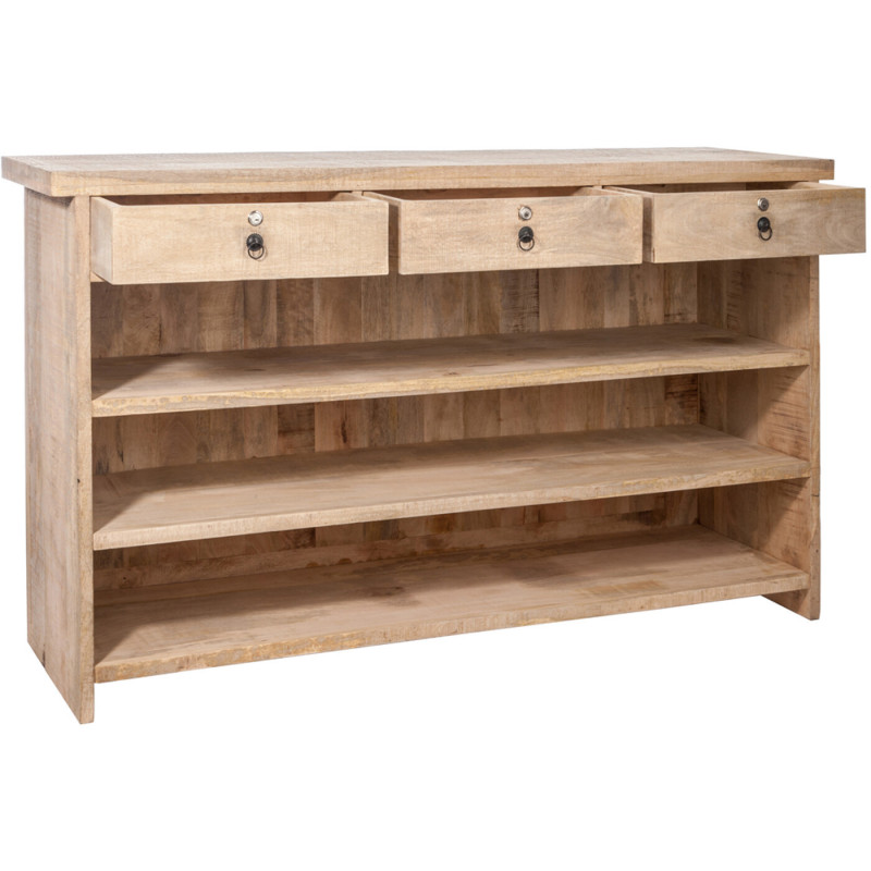 Comptoir de bar 3 tiroirs 3 étagères Emrys en Bois de manguier Naturel - 4