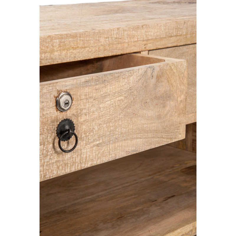 Comptoir de bar 3 tiroirs 3 étagères Emrys en Bois de manguier Naturel - 6