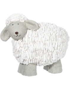 Statue déco Mouton Scuddle en Résine Blanc Gris - 1
