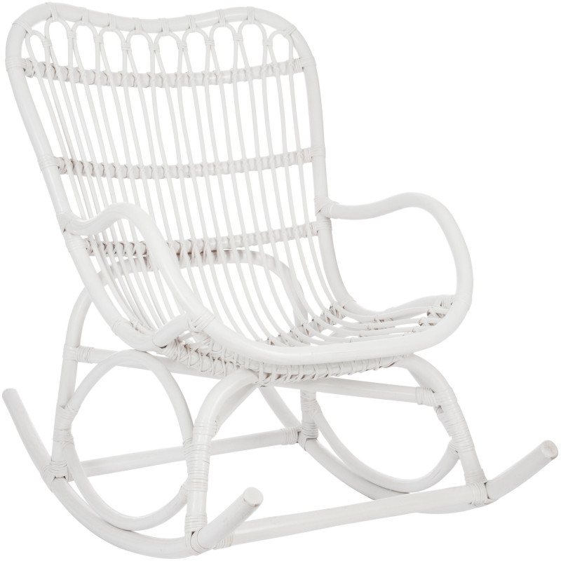 Fauteuil Rocking chair Marshall en Rotin Blanc - 1