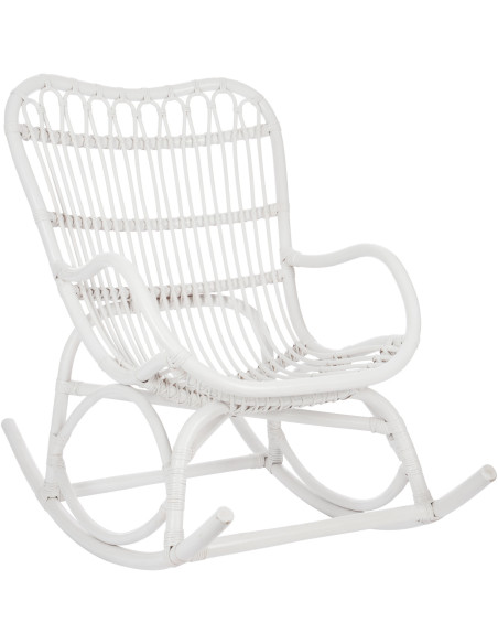 Fauteuil Rocking chair Marshall en Rotin Blanc - 1