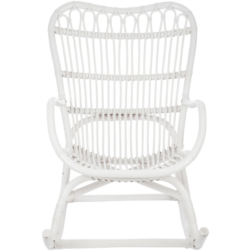 Fauteuil Rocking chair Marshall en Rotin Blanc - 3