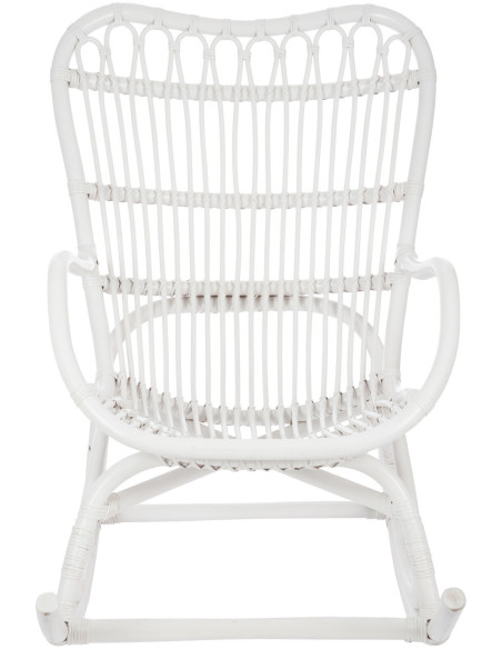 Fauteuil Rocking chair Marshall en Rotin Blanc - 3