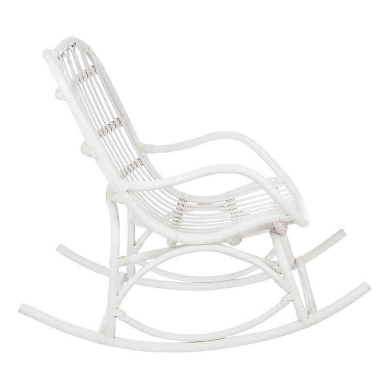 Fauteuil Rocking chair Marshall en Rotin Blanc - 5