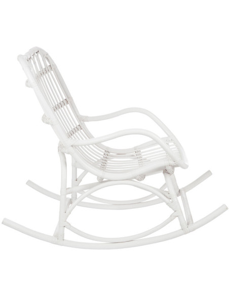 Fauteuil Rocking chair Marshall en Rotin Blanc - 5