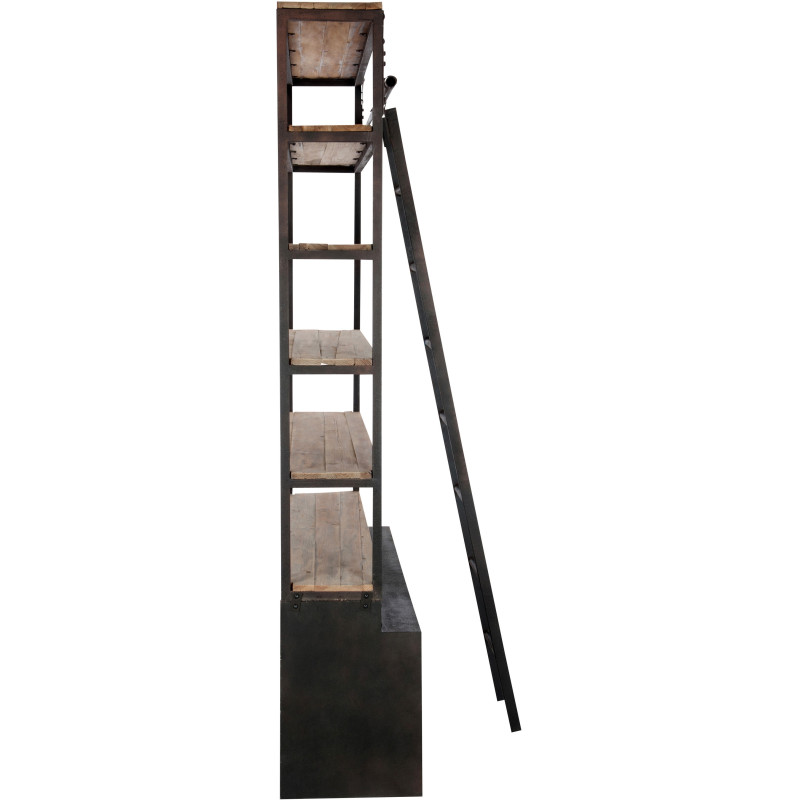 Bibliothèque industrielle 160 cm en bois et métal marron César - 4
