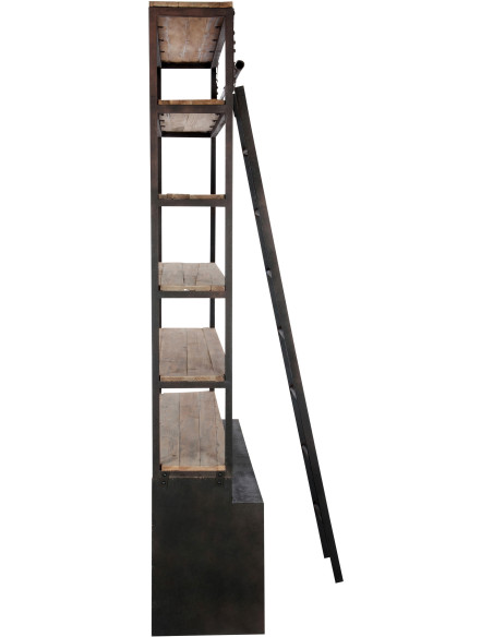 Bibliothèque industrielle 160 cm en bois et métal marron César - 4