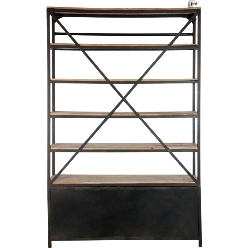 Bibliothèque industrielle 160 cm en bois et métal marron César - 5