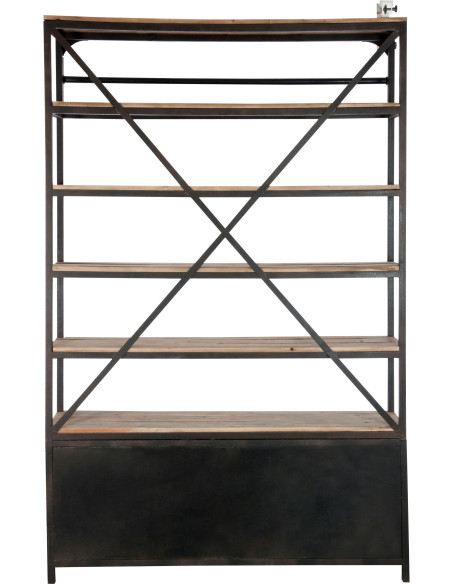 Bibliothèque industrielle 160 cm en bois et métal marron César - 5