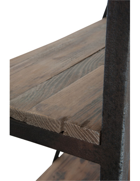 Bibliothèque industrielle 160 cm en bois et métal marron César - 6