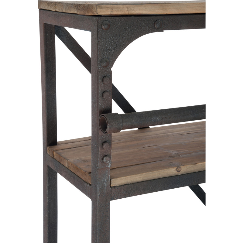 Bibliothèque industrielle 160 cm en bois et métal marron César - 7