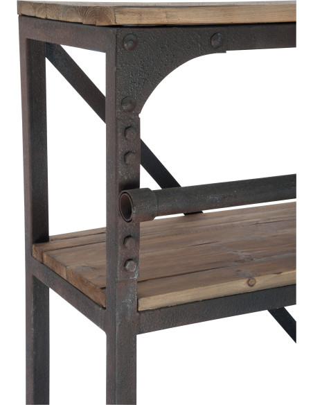 Bibliothèque industrielle 160 cm en bois et métal marron César - 7