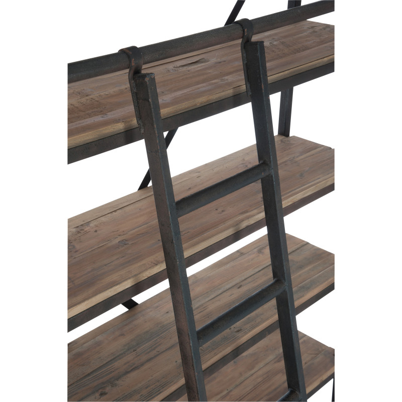 Bibliothèque industrielle 160 cm en bois et métal marron César - 8