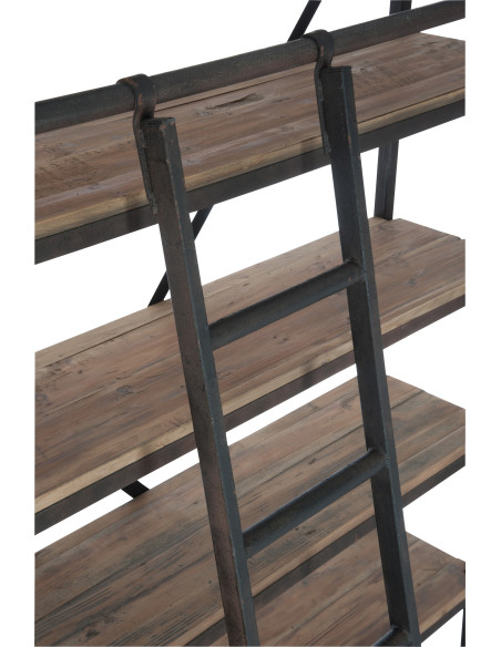 Bibliothèque industrielle 160 cm en bois et métal marron César - 8