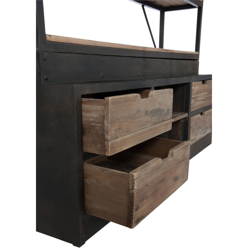 Bibliothèque industrielle 160 cm en bois et métal marron César - 9
