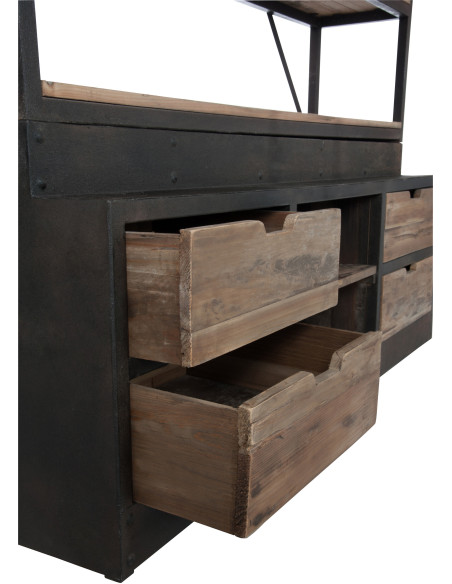 Bibliothèque industrielle 160 cm en bois et métal marron César - 9